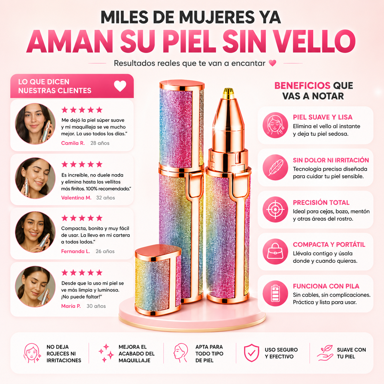 SilkGlow™ Depiladora de Precisión Facial