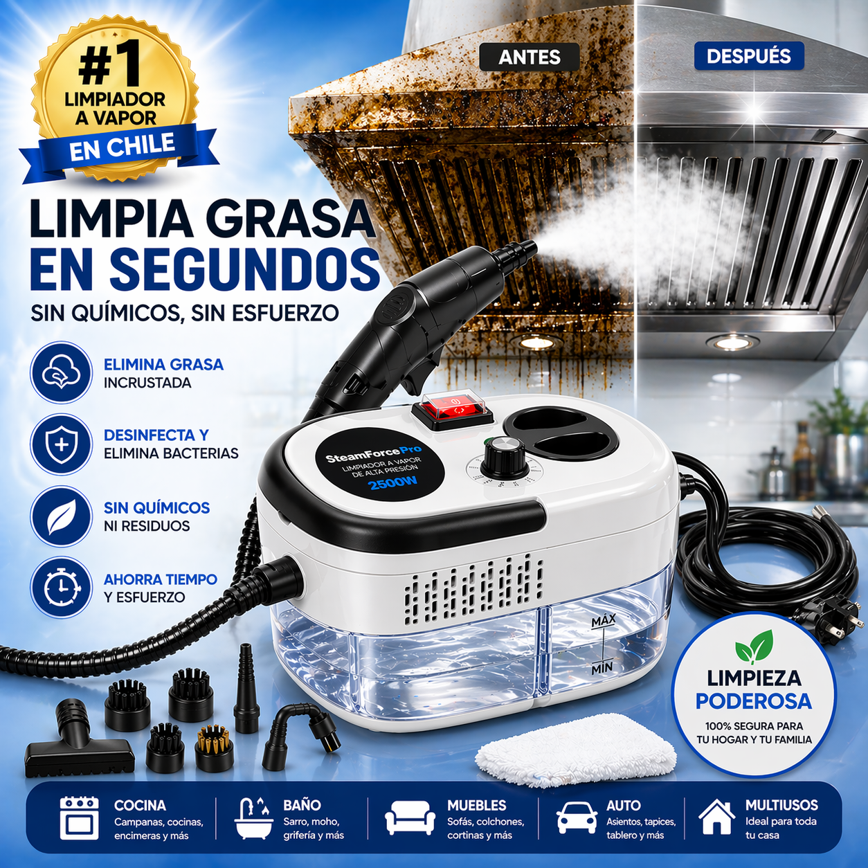 VaporX™ Limpiador a Vapor Portátil