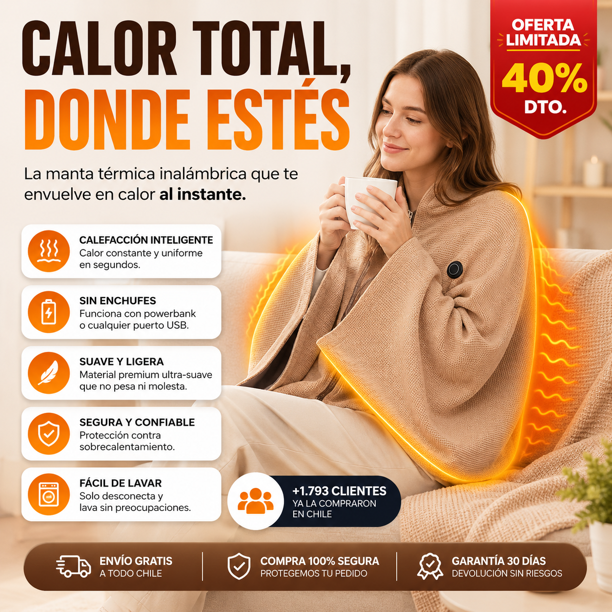 CozyTherm™ Manta Calefactora Eléctrica