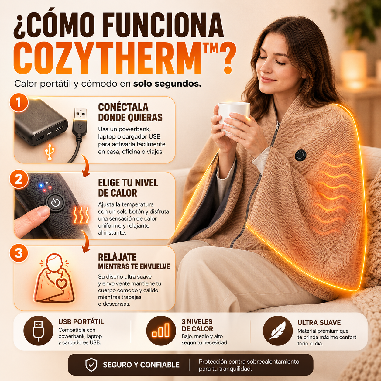 CozyTherm™ Manta Calefactora Eléctrica