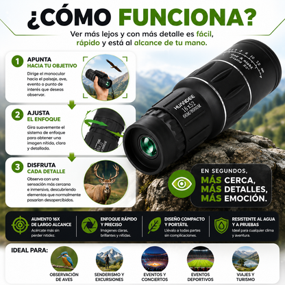 EagleZoom™ Telescopio Monocular Visión Óptica HD