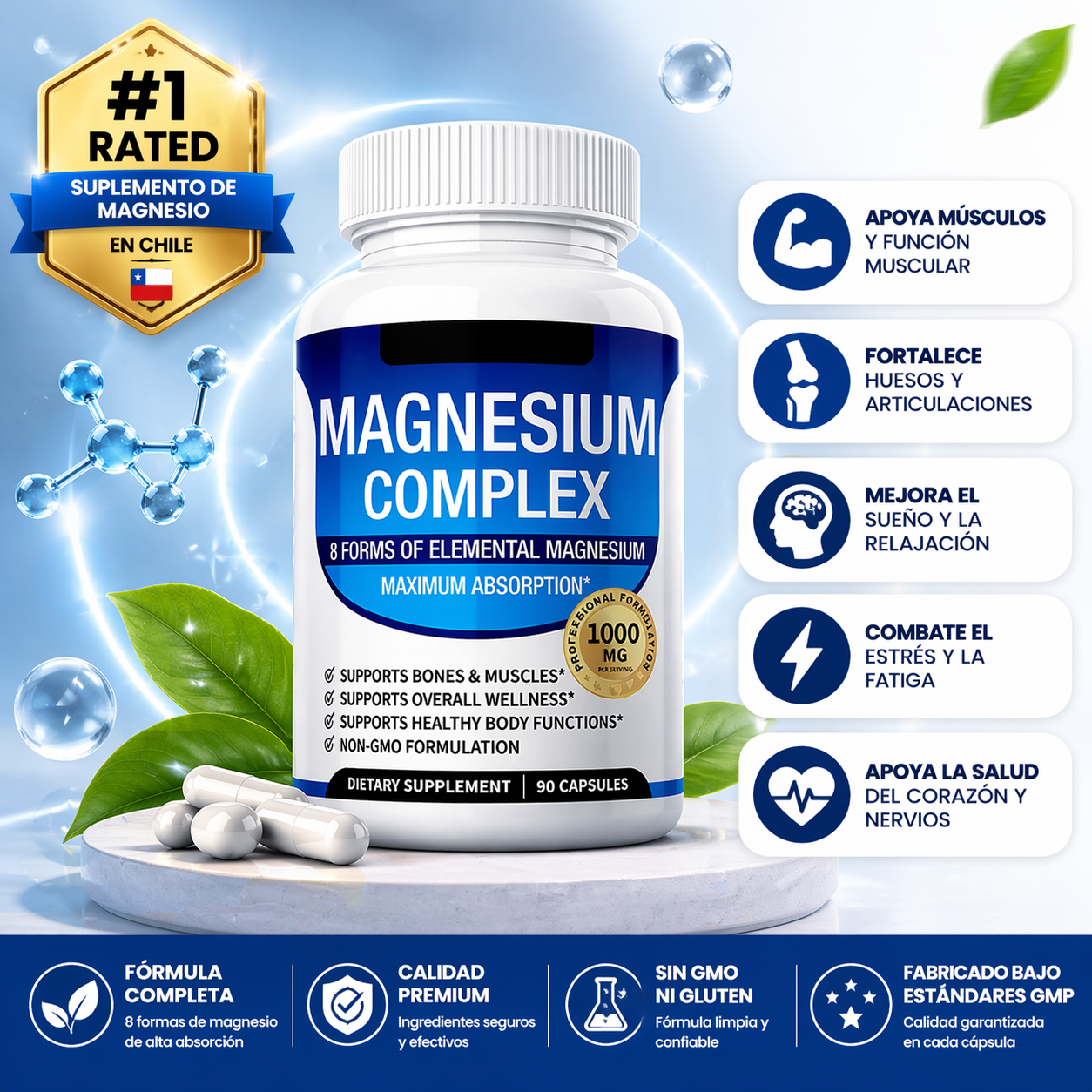 Magnesium Complex 1000 mg ORIGINAL 8 tipos de magnesio en 1